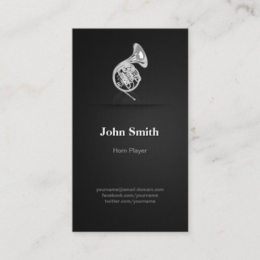 Customizable Horn Player - Professional Premium Black Mesh Business Card