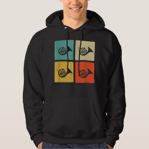 Horn Player Retro Horn Silhouette for French Horn Hoodie