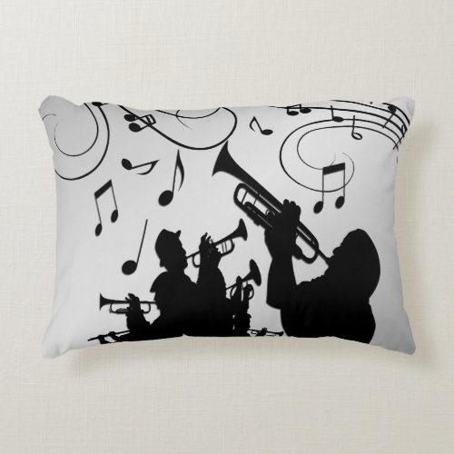 Horn Section Music Design Accent Pillow