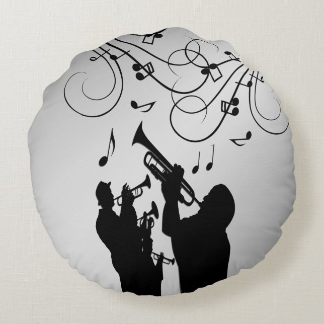 Horn Section Music Design Round Pillow (Back)