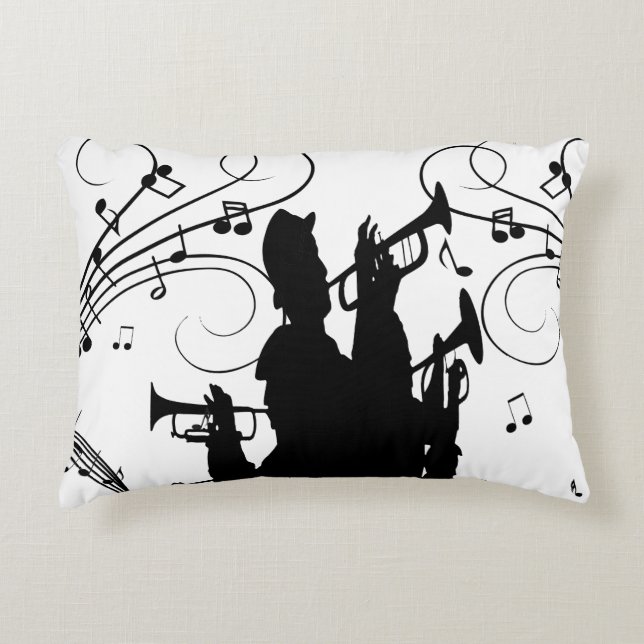 Horn Section Trumpet Jazz Music Accent Pillow (Front)