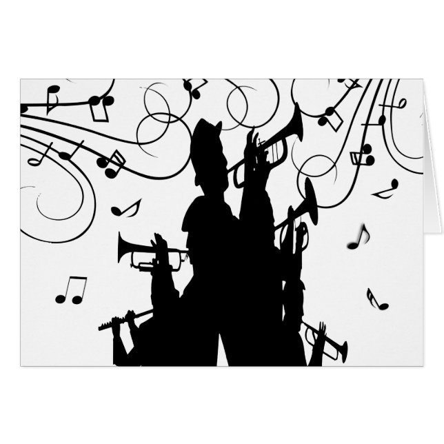 Horn Section Trumpet Jazz Music Cards (Front Horizontal)