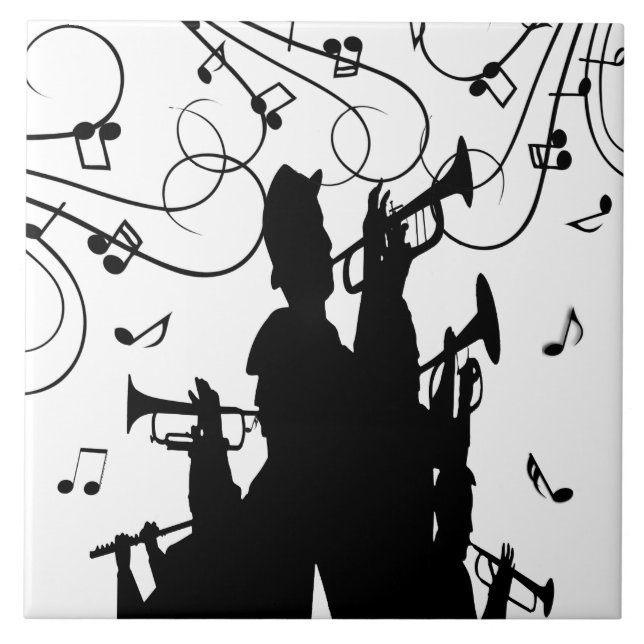 Horn Section Trumpet Jazz Music Ceramic Tile (Front)