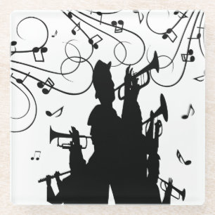 Horn Section Trumpet Jazz Music Glass Coaster
