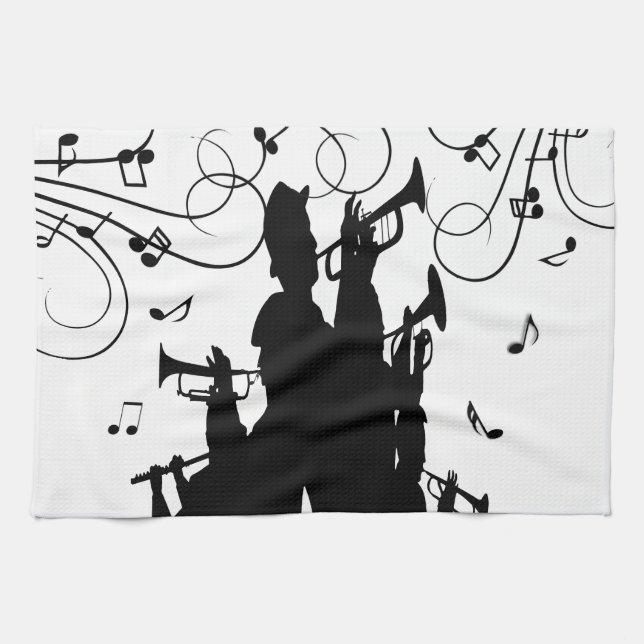 Horn Section Trumpet Jazz Music Kitchen Towel (Horizontal)