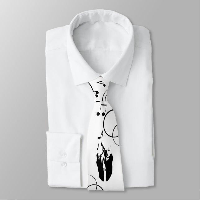 Horn Section Trumpet Jazz Music Neck Tie (Tied)