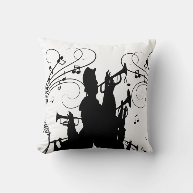 Horn Section Trumpet Jazz Music Throw Pillow (Front)