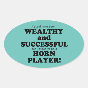 Horn Wealthy & Successful Oval Sticker