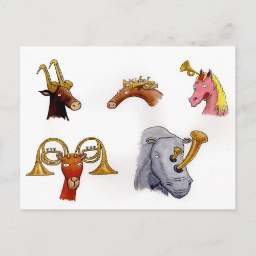 Horned Animals Postcard