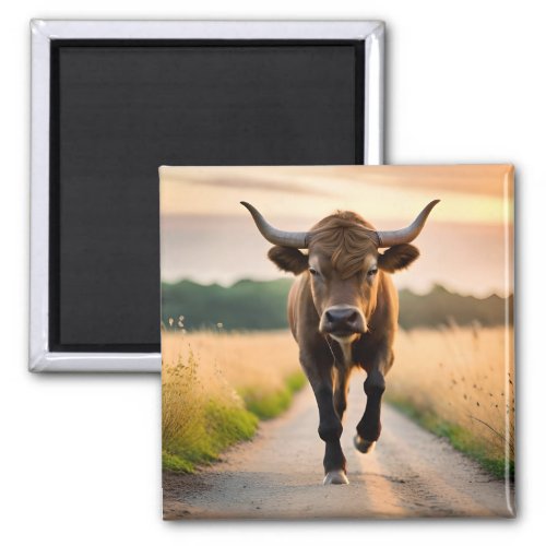Horned Bull Bos Taurus Bovine Bullock El Toro Magnet