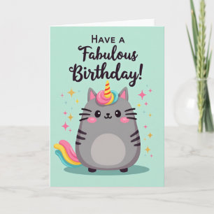 Horned Cat Birthday Card