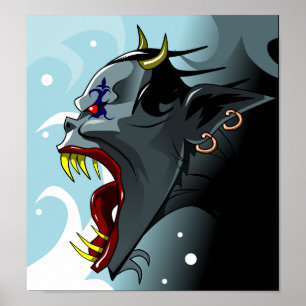 Horned demon head poster