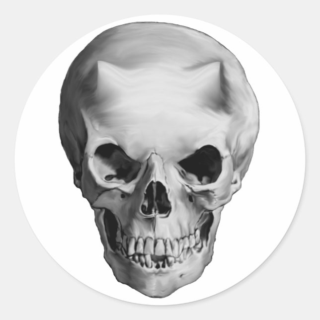 Horned Demon Skull Goth Evil Halloween Devil Classic Round Sticker (Front)