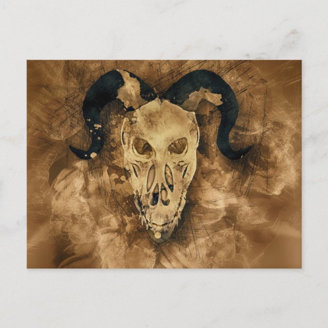 horned demon skull postcard (Front)