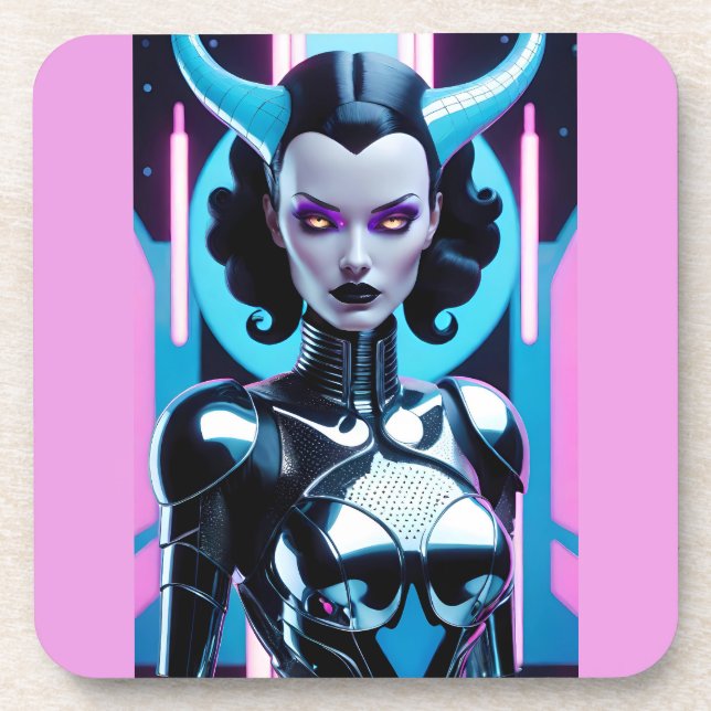 Horned Dilemma of Her Desires Beverage Coaster (Front)