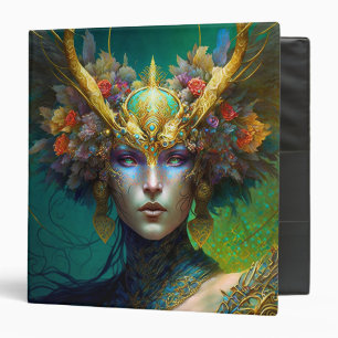 Horned Elf Woman Fantasy Art 3 Ring Binder