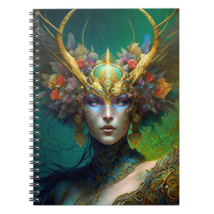 Horned Elf Woman Fantasy Art Notebook