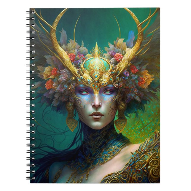Horned Elf Woman Fantasy Art Notebook (Front)