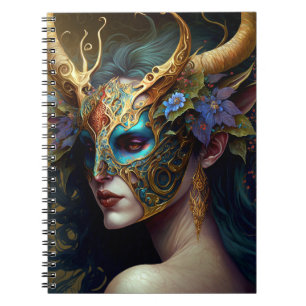 Horned Elf Woman Fantasy Art Notebook