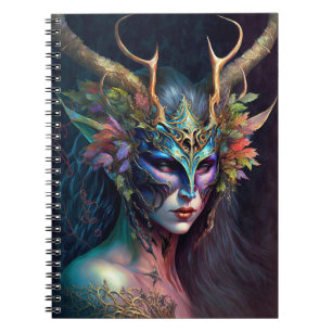 Horned Elf Woman Fantasy Art Notebook