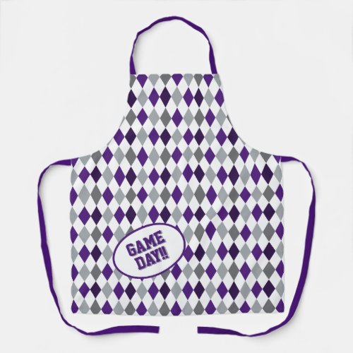 Horned Frog Purple Argyle Pattern Game Day Apron