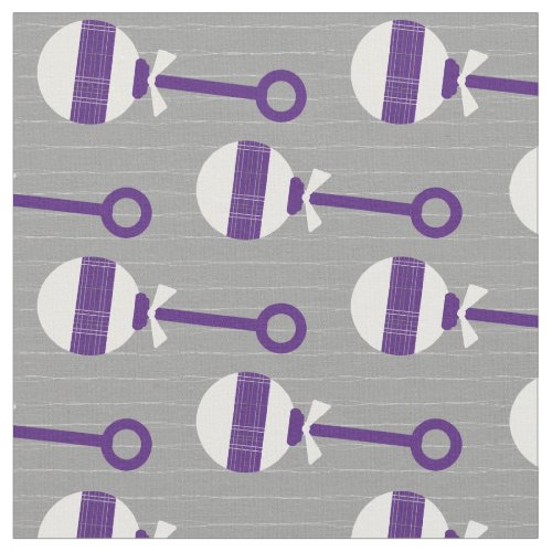 Horned Frog Purple Plaid Baby Rattle on Gray Fabric
