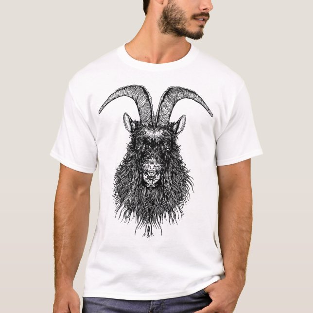 Horned Goat/ Black Sheep Head T-Shirt (Front)