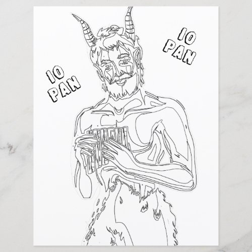 Horned God Pan Wicca Pagan Coloring Page Paper