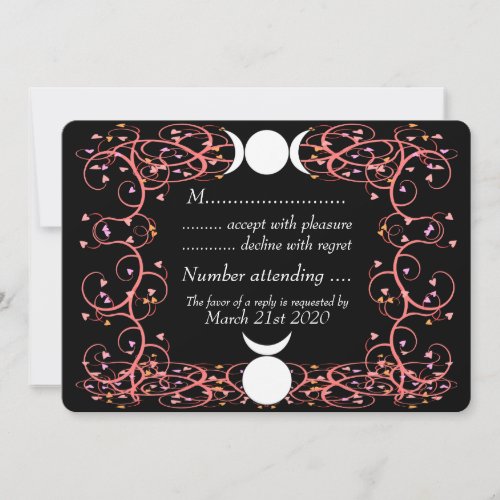 Horned God  Triple Goddess Wiccan Wedding RSVP Invitation