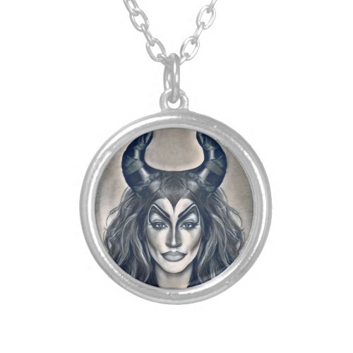 Horned Goddess  Silver Plated Necklace