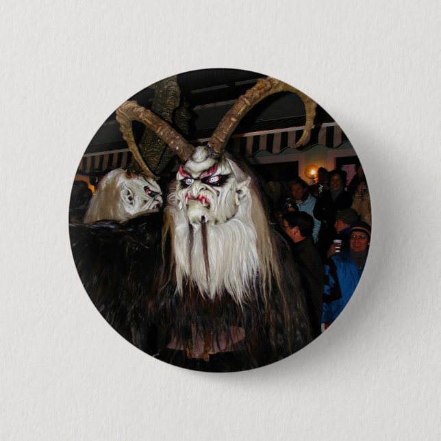 Horned Japanese Devil Mask Pinback Button (Front)