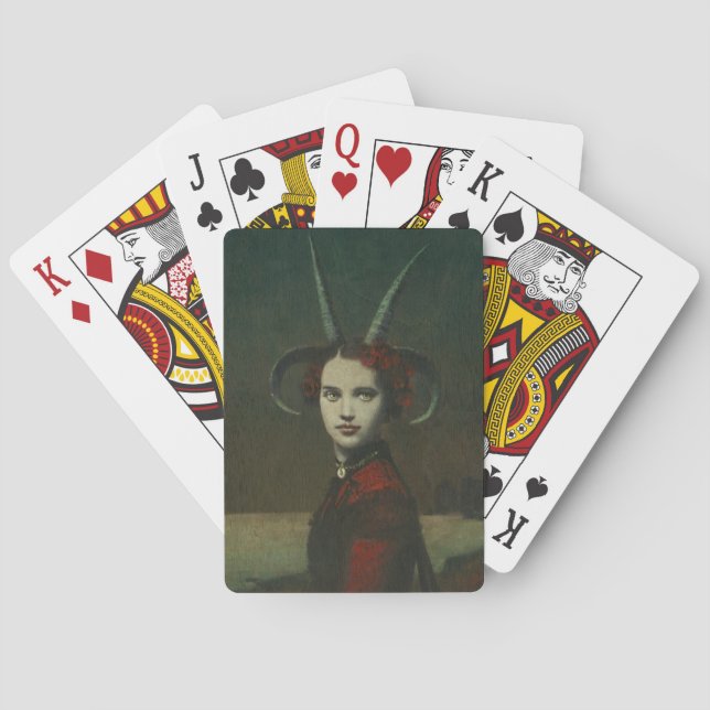 Horned Lady In Red Poker Cards (Back)