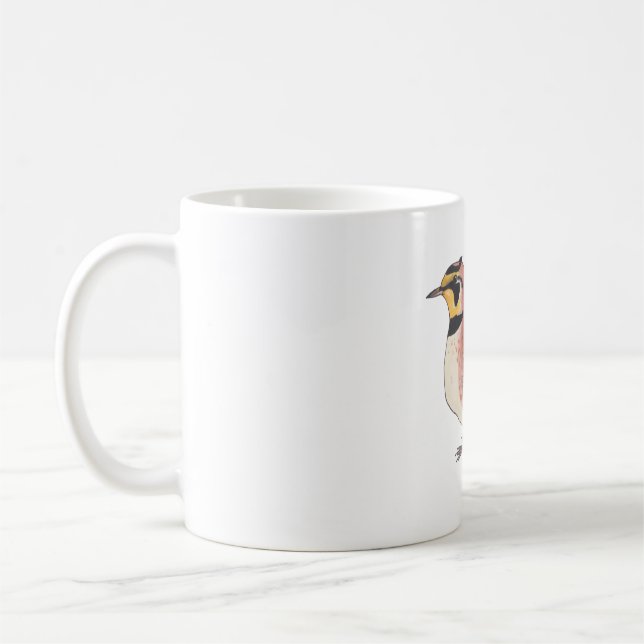 Horned Lark bird species watercolor art Coffee Mug (Left)