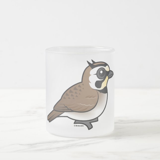 Horned Lark Frosted Glass Coffee Mug (Center)
