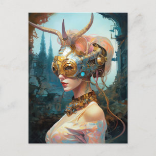 Horned Mask Headdress Science Fiction Postcard
