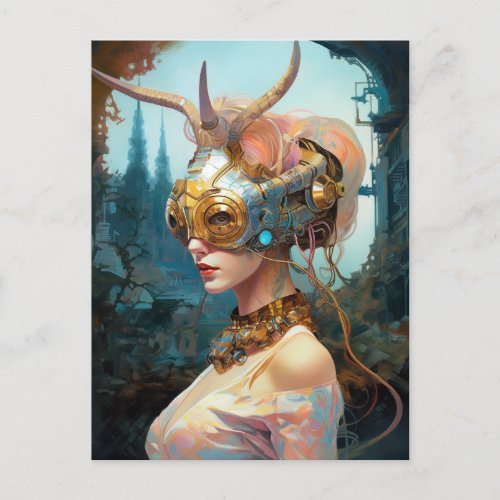 Horned Mask Headdress Science Fiction Postcard