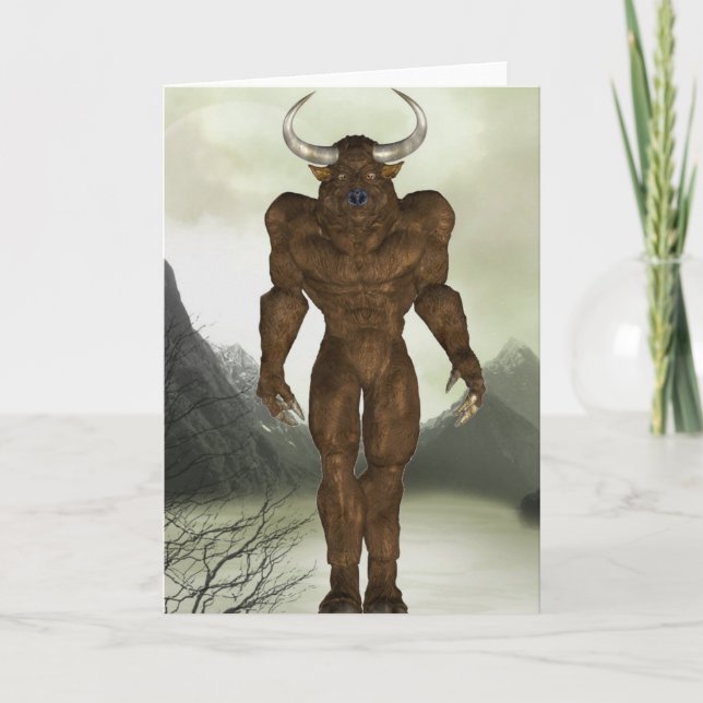 Horned Minotaur  Note Card (Front)