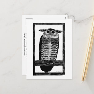 Horned owl (1915) holiday postcard