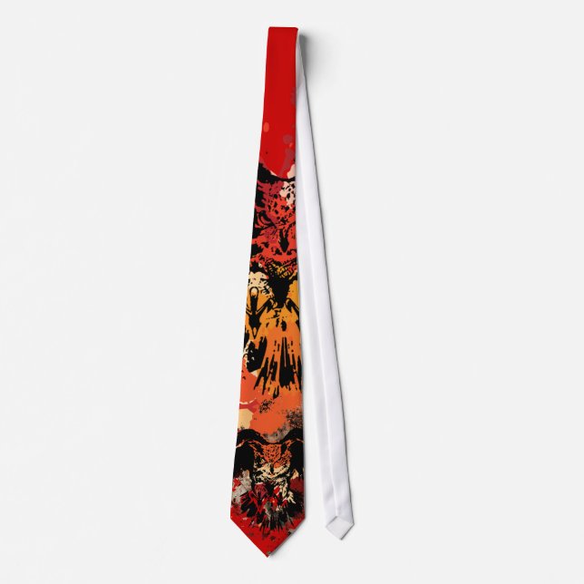 Horned Owl Abstract Neck Tie (Front)