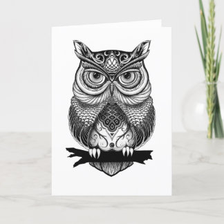 Horned Owl blank greeting card