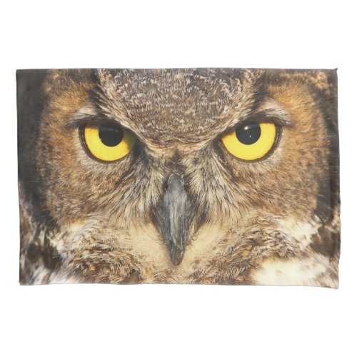 Horned Owl Face 2 sides Pillowcase