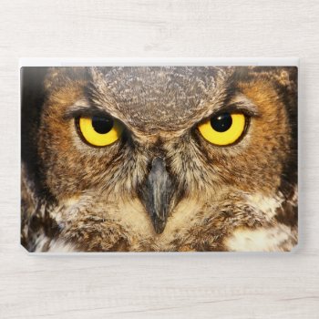 Horned Owl Face Hp Laptop Skin by FantasyCases at Zazzle