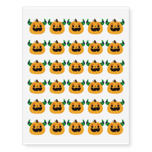 Horned Pumpkin Cute Halloween Design Temporary Tattoos