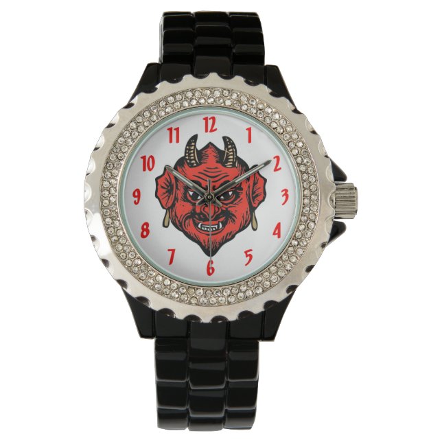 Horned Red Satan Devil Face Watch (Front)