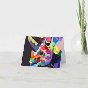Horned rhinoceros pop art thank you card