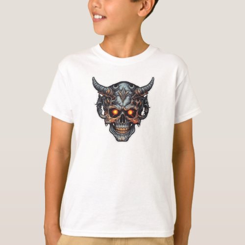 Horned skull  Fire eyes T_Shirt