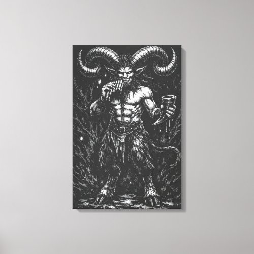 Horned Winter Satyr — by BurnsInHell Canvas Print