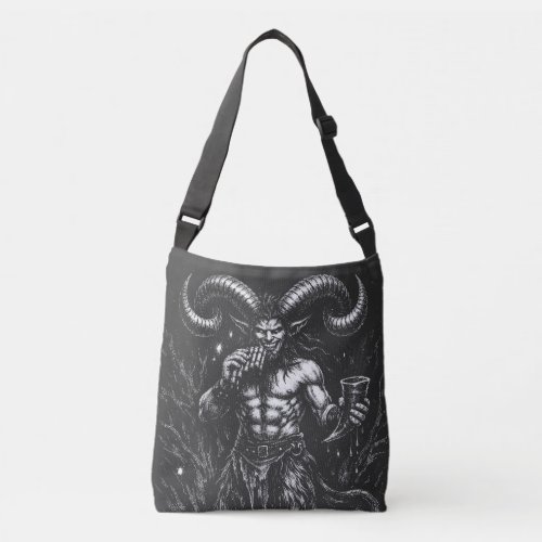 Horned Winter Satyr — by BurnsInHell Crossbody Bag