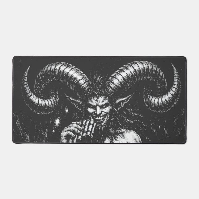Horned Winter Satyr — by BurnsInHell Desk Mat (Front)