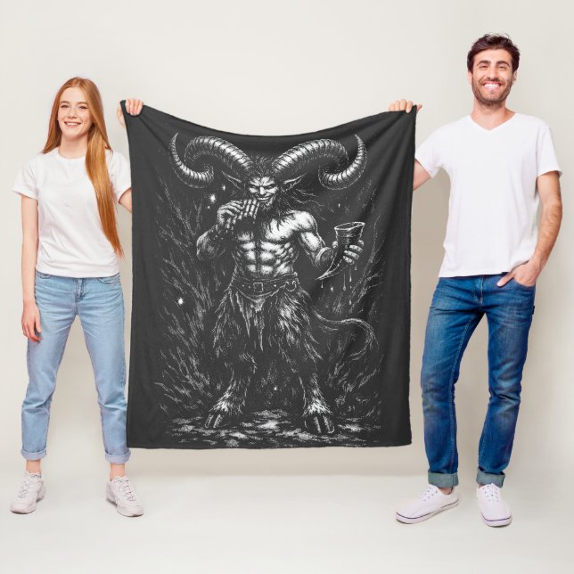 Horned Winter Satyr — by BurnsInHell Fleece Blanket (In Situ)